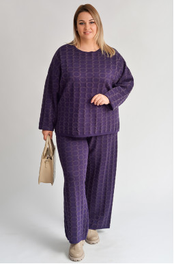 Прогулочный костюм с геометрическим мотивом и блестящими акцентами больших размеров