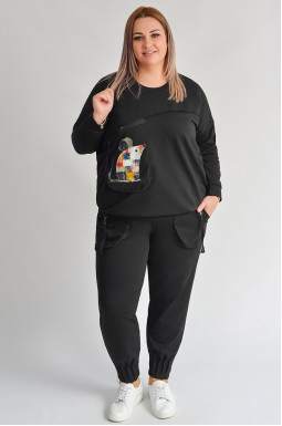 Прогулочный костюм с креативными акцентами больших размеров