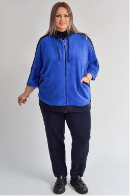 Прогулянковий костюм з яскравою кофтою на блискавці великих розмірів