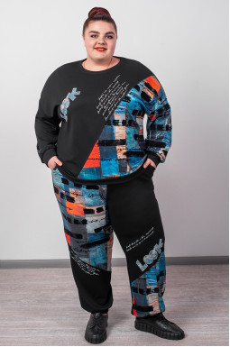 Прогулянковий костюм з асиметричним графічним дизайном великих розмірів