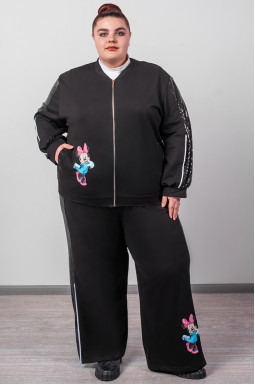 Прогулянковий костюм на блискавці з тематичним принтом великих розмірів