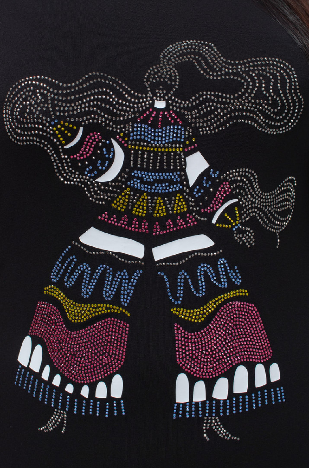 Сарафан-сукня приталена декорована принтом із стразів батал