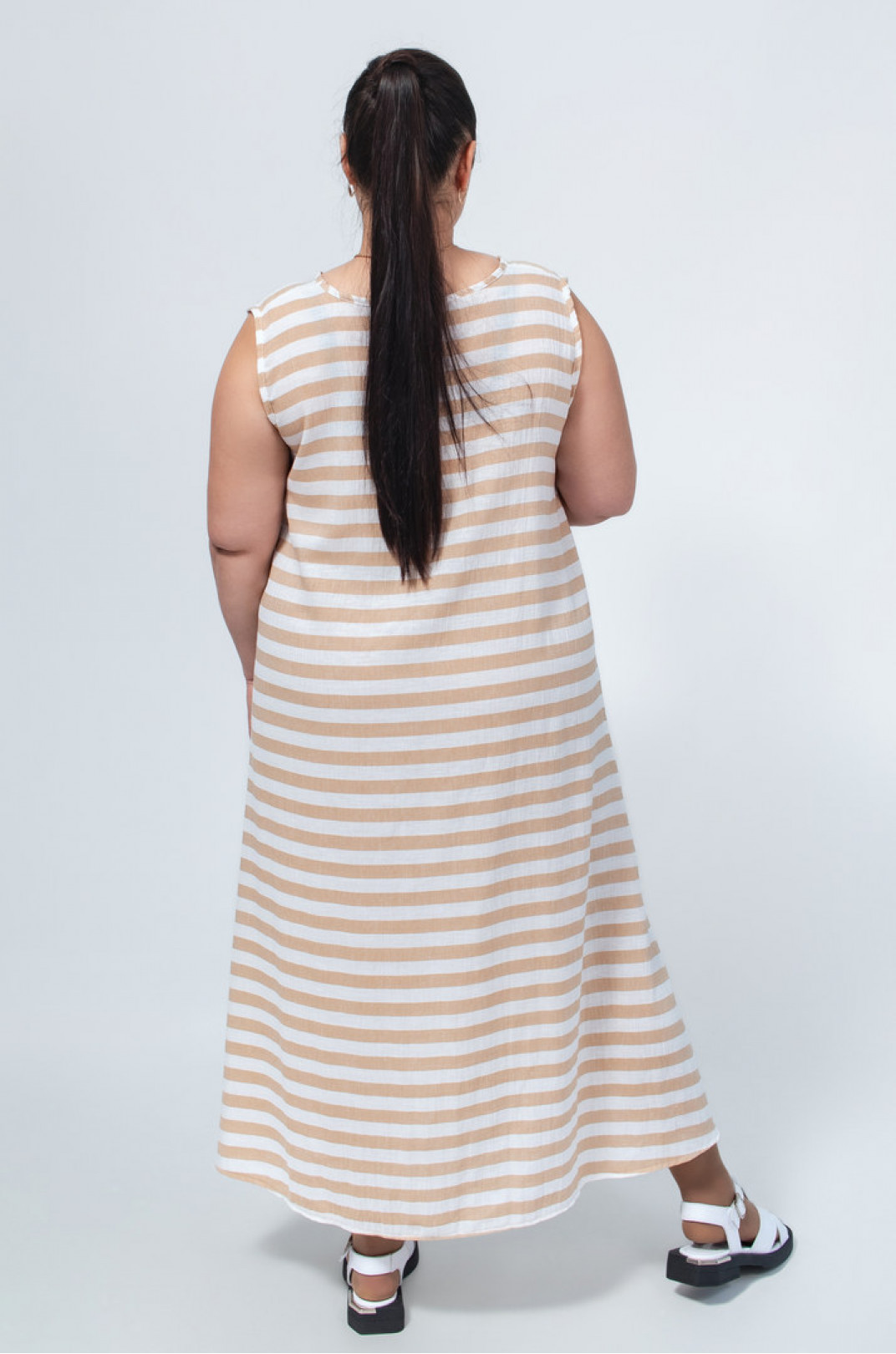 Сарафан-платье в горизонтальную полоску батал