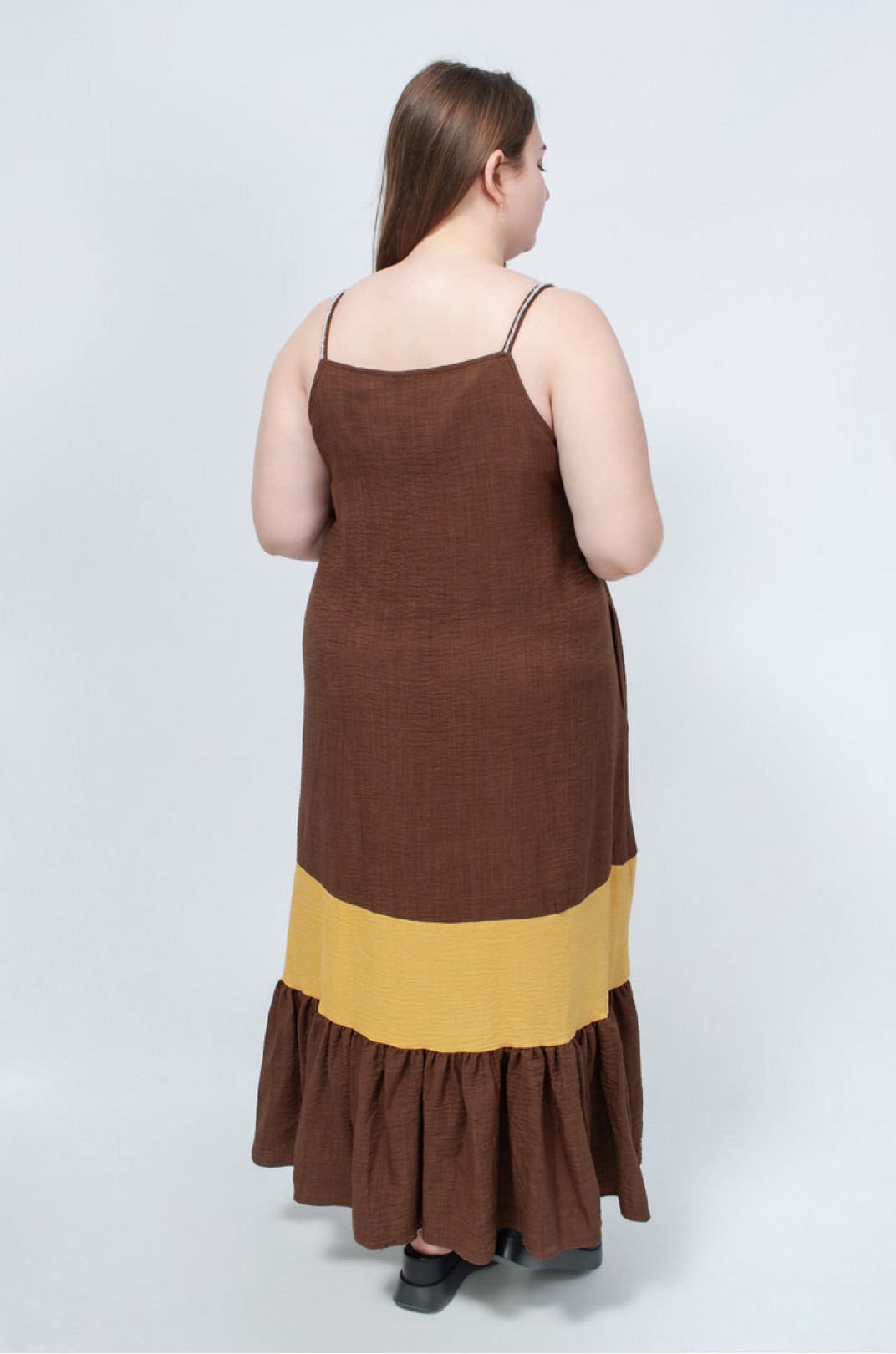 Сарафан-платье с завязками со стразами батал