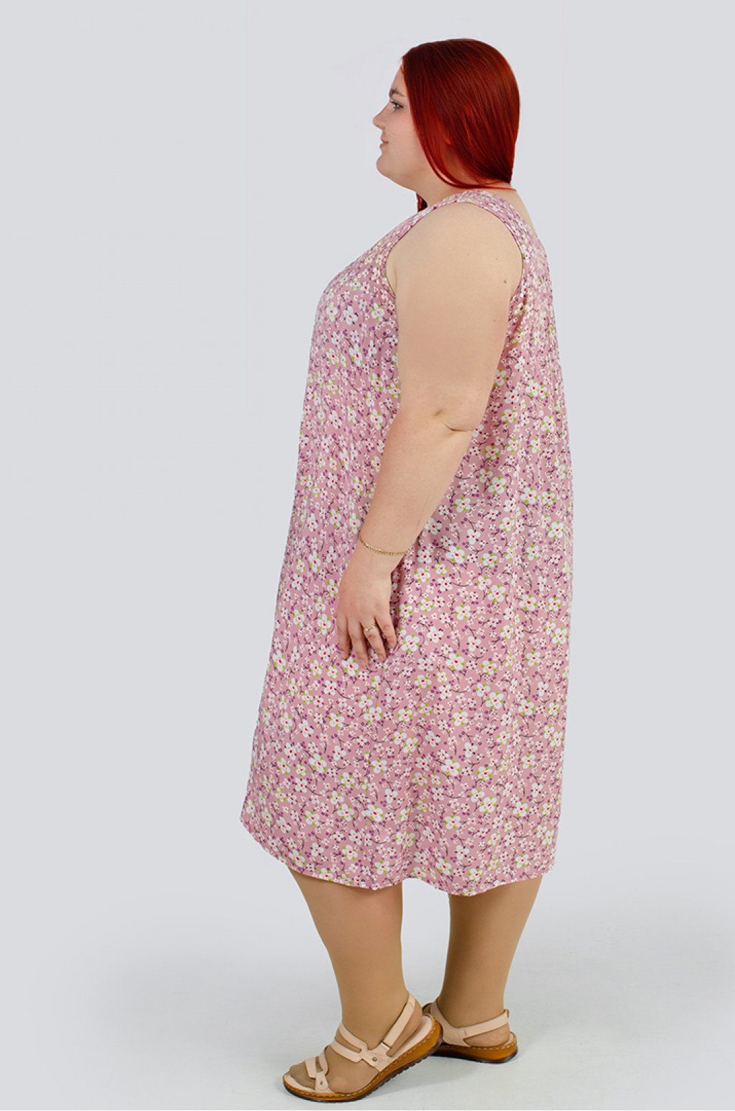 Сарафан-сукня в принт мільфльор великих розмірів