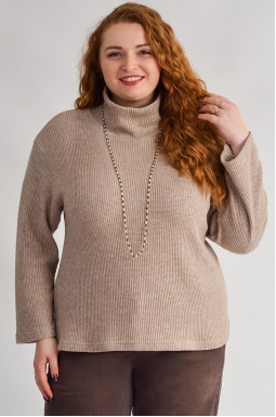 Бежевий светр з дрібною фактурною в’язкою великих розмірів
