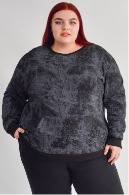 Світшот в графітовому кольорі з флісовим утеплювачем великих розмірів