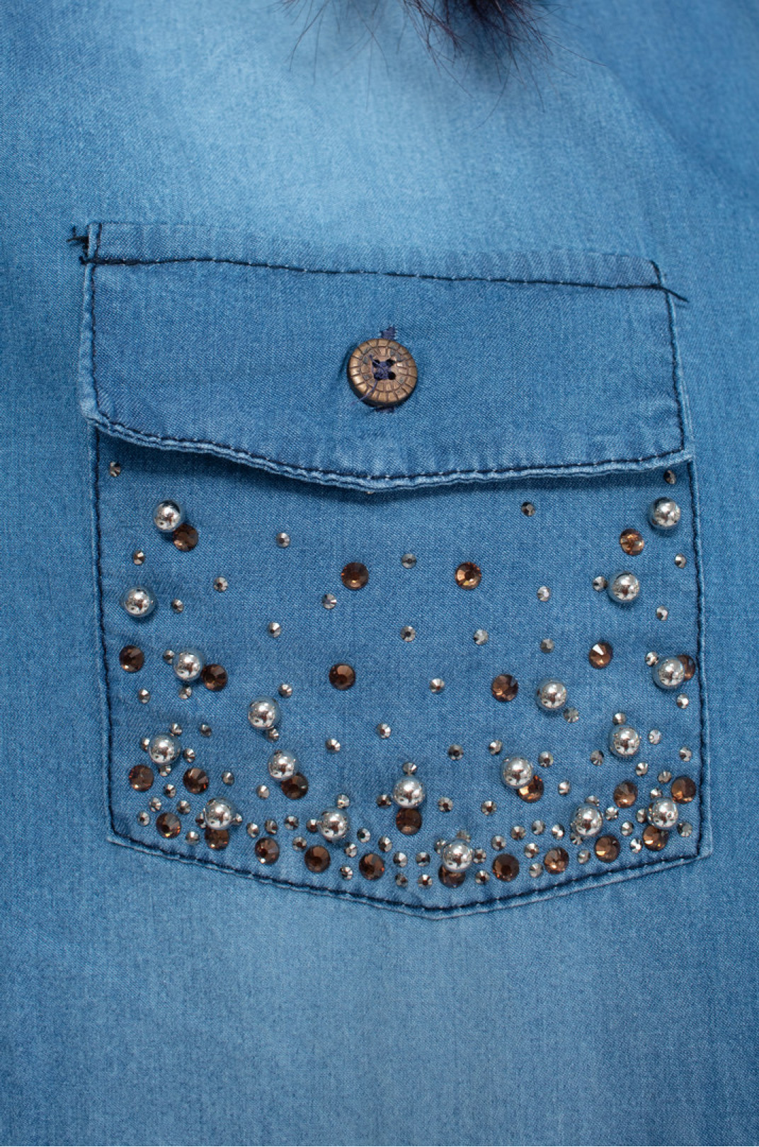 Сорочка джинсова з декором супер батал