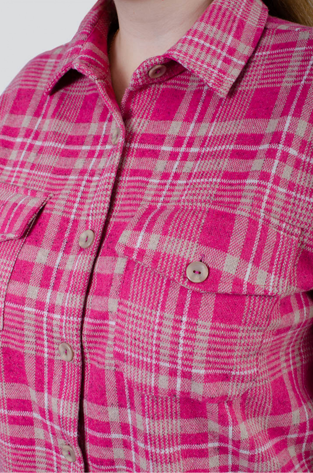 Рубашка байковая в принт с карманами супер батал