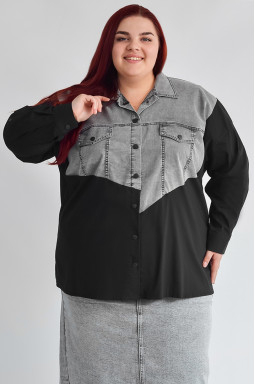 Сорочка довга з контрастними фактурами великих розмірів