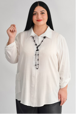 Довга біла сорочка з декоративною планкою з ґудзиками великих розмірів