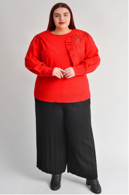 Чорні брюки-спідниця з декоративним геометричним візерунком великих розмірів