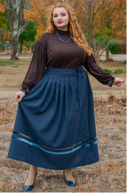 Юбка на запах с контрастными вставками больших размеров