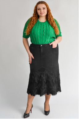 Черная юбка миди с цветочным узором больших размеров