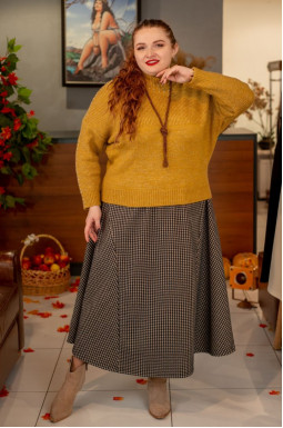 Юбка макси с принтом «гусиная лапка» больших размеров