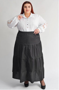 Чорна спідниця максі з декоративними гудзиками та стразами великих розмірів