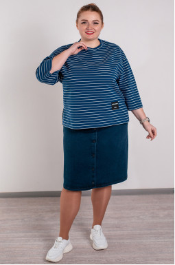 Юбка с акцентным поясом и пуговицами спереди больших размеров