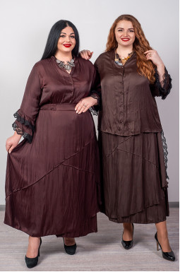 Спідниця максі з жатої тканини та з мереживним акцентом великих розмірів