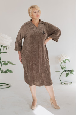 Махровое платье миди с украшением батал