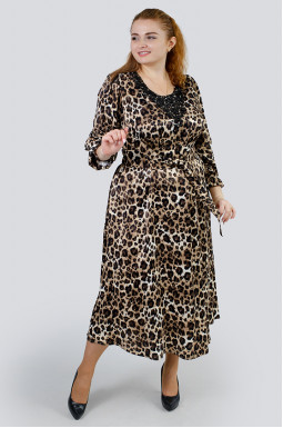 Изысканное леопардовое платье макси батал