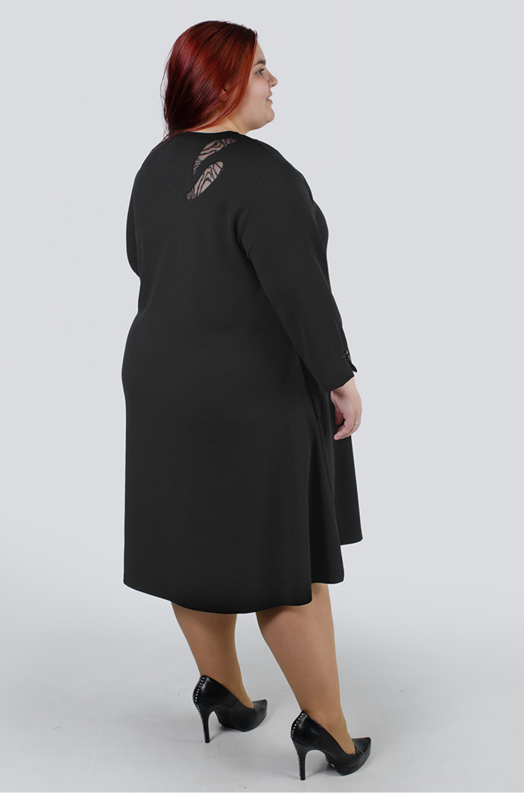 Чорна міні сукня з візерунком і з мережива батал
