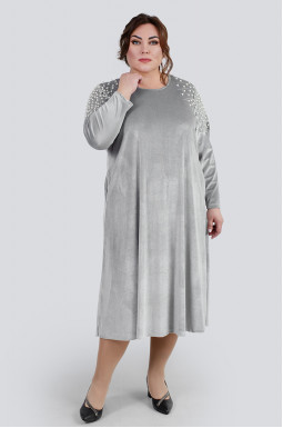 Велюрова сукня міді з декором батал