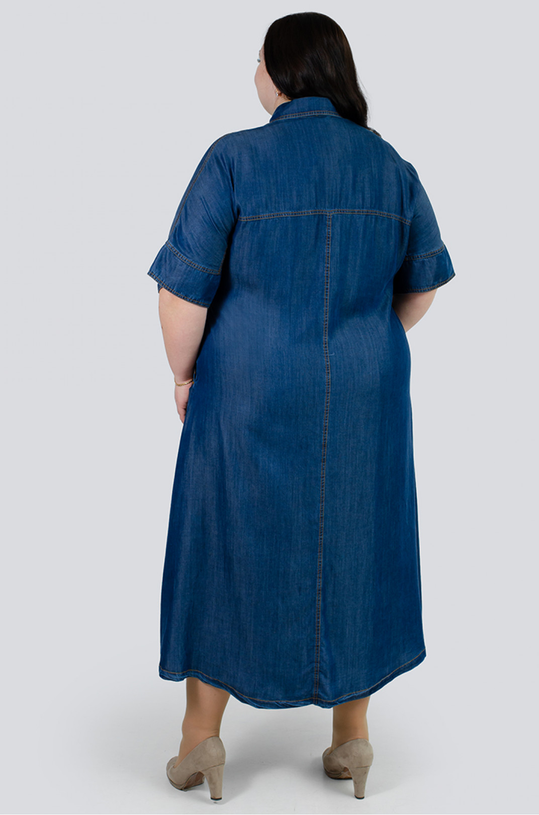 Джинсовое платье макси больших размеров