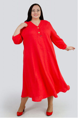 Изысканное красное льняное платье больших размеров