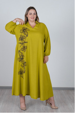 Сукня максі льон з квітковим принтом великих розмірів