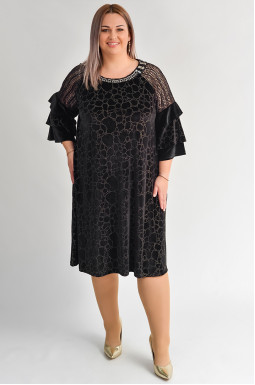 Вишукана велюрова сукня з декоративним оздобленням великих розмірів