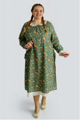 Сукня максі в принт мільфльор з коміром великих розмірів