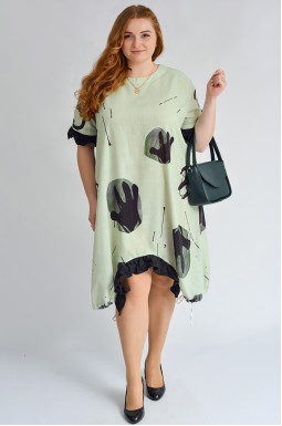 Сукня з абстрактним принтом та асиметричним низом великих розмірів