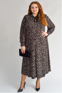 Платье макси с леопардовым принтом и акцентным декором больших размеров