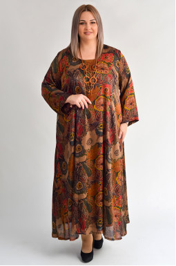 Сукня максі з флористичним мотивом і знімною прикрасою великих розмірів