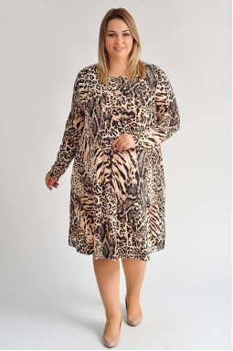 Сукня міні трапеція з ефектним принтом великих розмірів