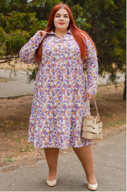 Сукня з художнім принтом осіннього листя великих розмірів