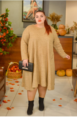 Платье мини из ангоры с декоративным украшением больших размеров