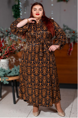 Стильна сукня максі з поясом і вишуканим візерунком великих розмірів