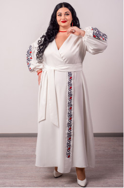 Сукня максі на запах із декоративною вишивкою великих розмірів