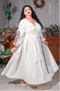 Сукня максі на запах із декоративною вишивкою великих розмірів