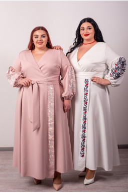 Сукня максі на запах із декоративною вишивкою великих розмірів