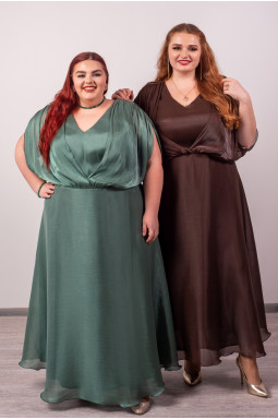 Святкова шифонова сукня з фактурним верхом великих розмірів