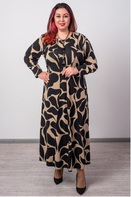 Сукня максі з абстрактним візерунком та з поясом великих розмірів