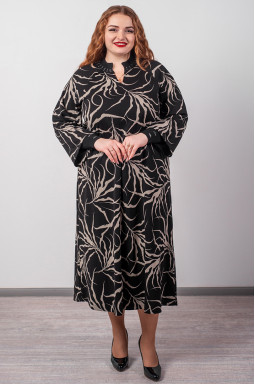 Чорна сукня з візоновим орнаментом та акцентною горловиною великих розмірів
