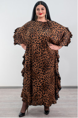 Сукня максі з леопардовим принтом та з акцентними воланами великих розмірів