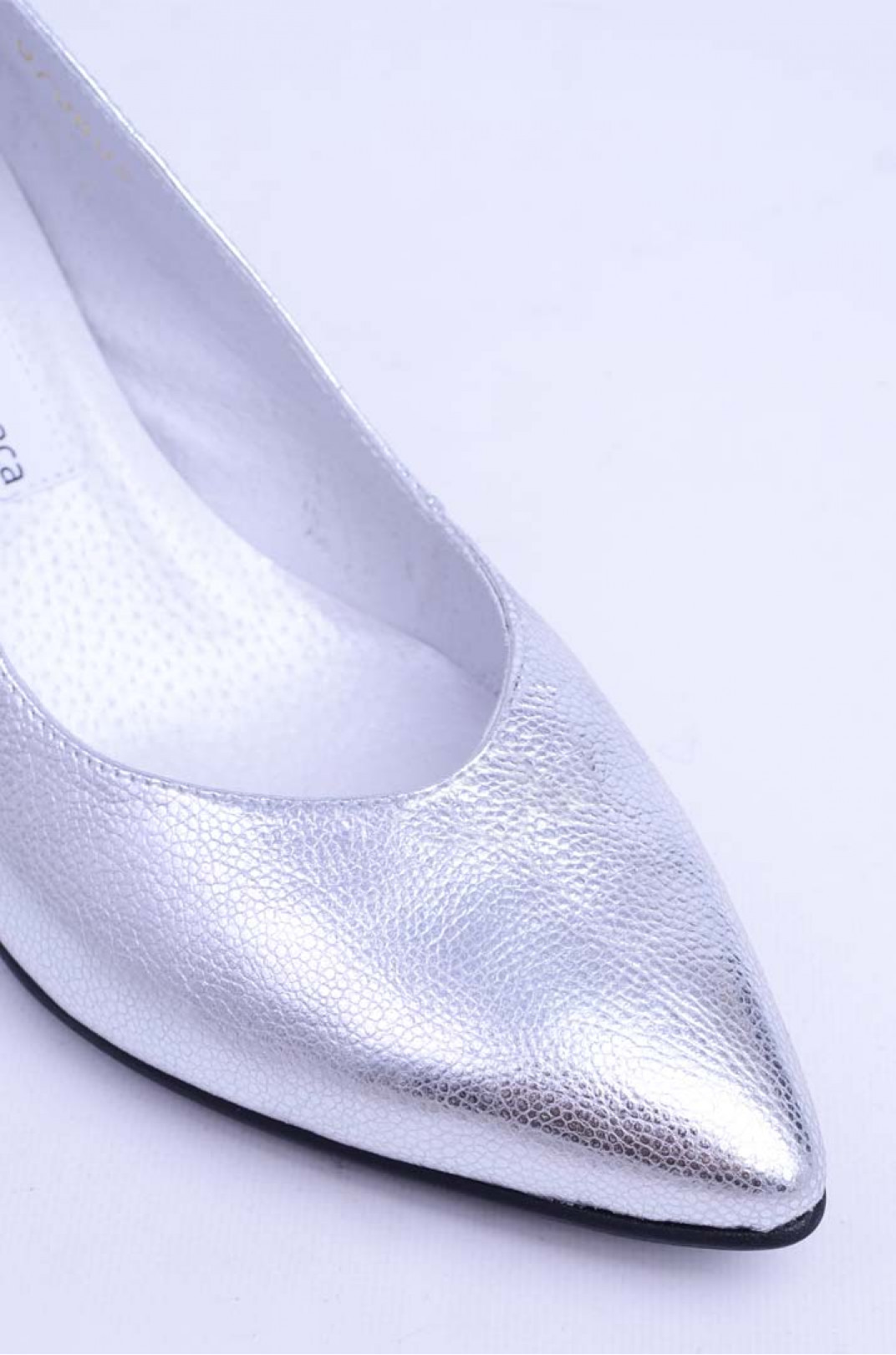 Срібні туфлі на  підборах демі великих розмірів
