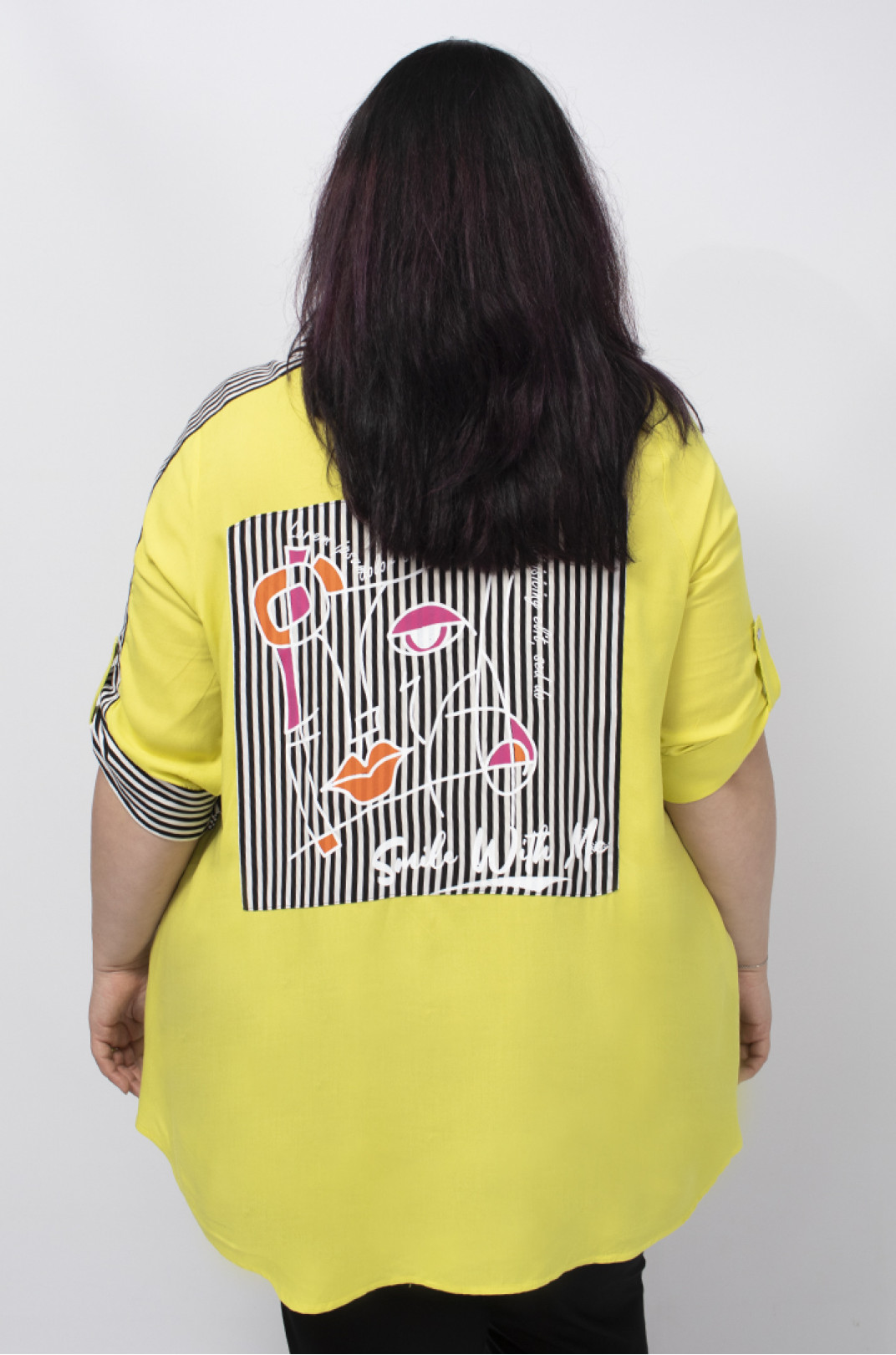 Сорочка туніка зі смугастими вставками батал