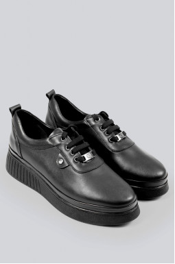 Туфли кожаные черные со шнурками больших размеров