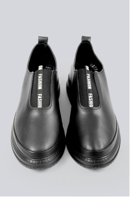 Туфли черные с резинкой с надписью больших размеров