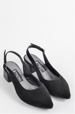 Замшеві туфлі на підборах в чорному кольорі великих розмірів